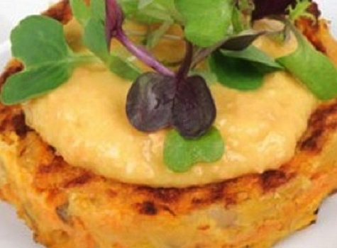 Carrot Fritters with Carrot Hummus