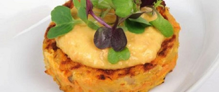 Carrot Fritters with Carrot Hummus
